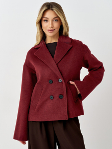 Пальто женское демисезонное 27332 (вино ворсовый)