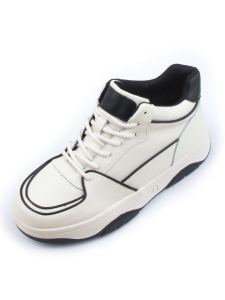 05-P90-1Z LT. BEIGE/BLACK Кроссовки женские зимние (натуральная и искусственная кожа, шерсть)