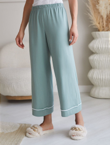 Укороченные брюки из эластичного хлопка с контрастным кантом