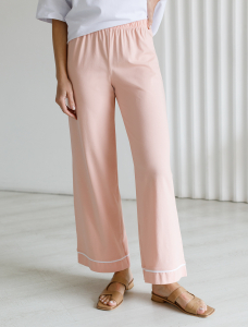 Прямые брюки из эластичного хлопка с контрастным кантом