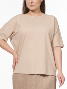 Трикотажная блуза с вышивкой и цельнокроеным рукавом