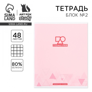 Тетрадь предметная 48 листов «Геометрия», А5, в клетку, со справочными материалами, обложка мелованный картон 230 г
