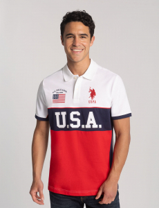 USA COLO BLOCK PIQUE POLO SHIRT