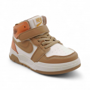 Кроссовки детские высокие 4488-12 бело коричневые