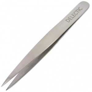 Пинцет для бровей DELECTIC - B771 точечный, серебристый, 100 мм