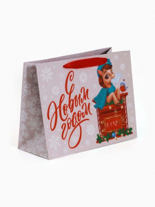 Пакет подарочный новогодний крафтовый «С Новым годом 2026», лошадь, MS 18?23?10 см