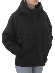 9606 BLACK Куртка стеганная демисезонная женская (100 гр. холлофайбер)
