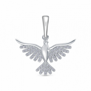 Подвеска с фианитом родированная серебро 925*