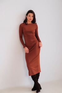 14420 Платье с драпировкой карамель (остаток: 42, 46)