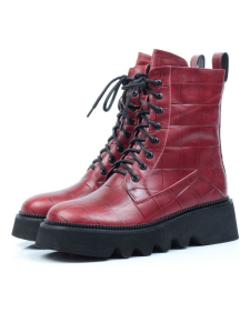 01-C1110-3 WINE Ботинки демисезонные женские (натуральная кожа, байка)