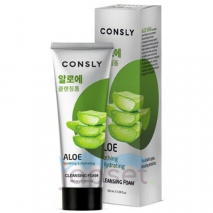 Consly Успокаивающая кремовая пенка для умывания c экстрактом алоэ вера, 100 мл