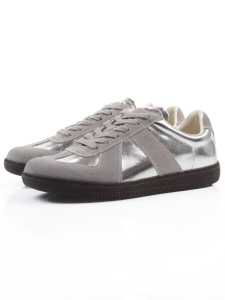 03-2106-2 DK. GREY/SILVER Кеды женские (натуральная кожа)