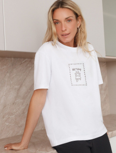 Футболка с принтом свободная эластичная из премиального хлопка