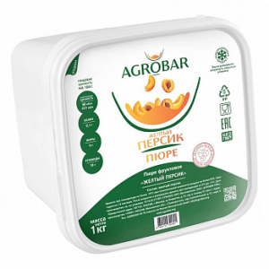 Пюре Персик желтый без сахара (Агробар) замороженное, 1 кг