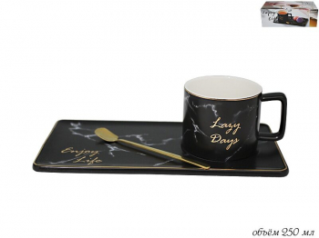 106-021 Чашка 250 мл  с блюдцем и ложкой в под.уп.(х24)