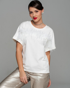 Футболка с перьями страуса FSP005