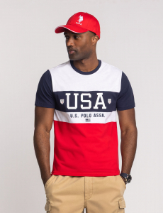 COLOR BLOCK USA JERSEY CREW NECK T-SHIRT