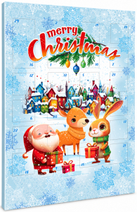 Новогодний шоколадный адвент-календарь Merry Christmas «Санта-Клаус, заяц и олень» 24 сладких сюрприза 50 г