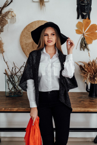 Жилет из льна 7-31а черный люрекс