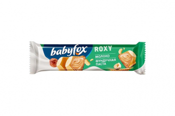 «BabyFox», вафельный батончик Roxy Молоко/фундучная паста, 18,2 г (упаковка 24 шт)