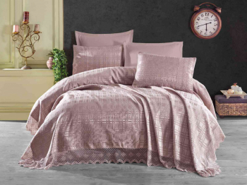 Покрывало EFOR (Gardines) с наволочками MILANO 240*260 пудровый PUDRA