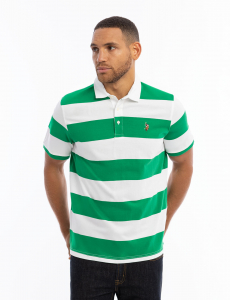 TWILL COLLAR RUGBY STRIPE JERSEY POLO SHIRT