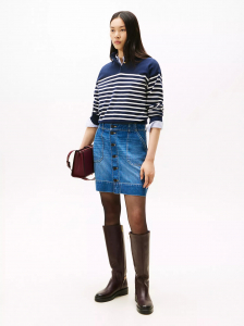 Button-Front Denim Utility Mini Skirt