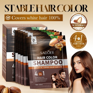 Шампунь-краситель с аргановым маслом и ароматом кофе SADOER Hair Color Shampoo Brown Hair Dye, 25 мл (каштаново-коричневый)