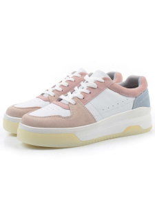 03-YG453-1 WHITE/PINK/BEIGE/LT. BLUE Кроссовки женские (натуральная кожа)