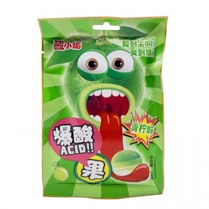 Конфеты фруктовые кислые лайм/виноград/клубника/персик, 24 гр