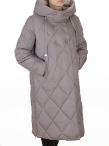 8388 GRAY/BEIGE Пальто стеганное зимнее женское оверсайз (200 гр. холлофайбер)