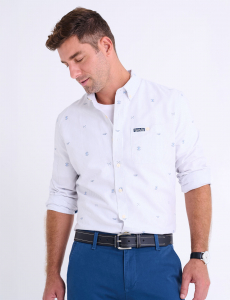 LONG SLEEVE ALL OVER LOGO PRINT OXFORD SHIRT