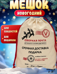 Мешок для подарков новогодний от Деда мороза 20*30 см
