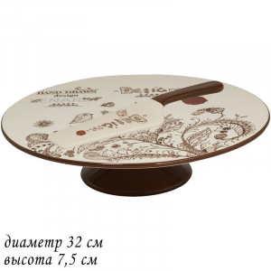 110397 Тортовница 32 см с лопаткой  ПТИЧИЙ ДВОРИК в под.уп.(х4)