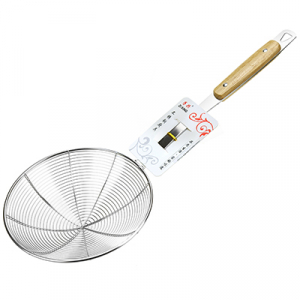 Сито из нержавеющей стали для фри д17х44х5,5см, ручка нерж., деревянная вставка (Китай)