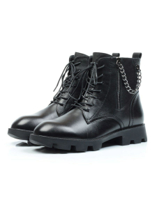 01-CYL94-1 BLACK Ботинки демисезонные женские (натуральная кожа, байка)