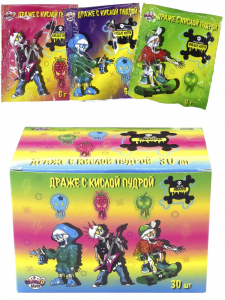 Драже с кислой пудрой «Черная метка КИСЛЫЕ КОСТИ», 30шт.