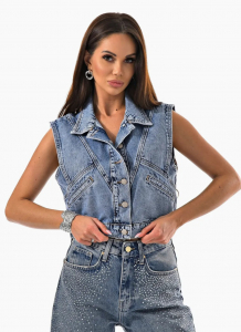 Женская жилетка джинсовая укороченная CRACPOT