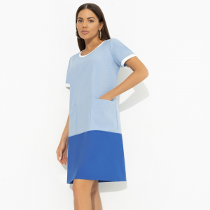 Платье с накладными карманами, Утонченность с характером (голубое)