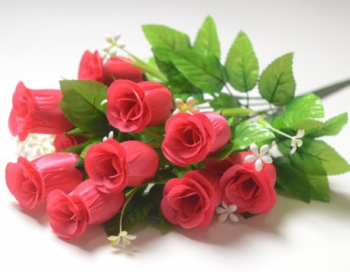 Искусственные цветы, Ветка в букете бутон роз 10 голов (1010237)