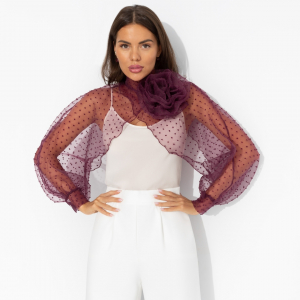 Болеро нарядное, Деловой взгляд (бордовое, с брошкой)