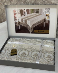 Скатерть EFOR NONA V1 GARDENYA 160*220 прямоугольная кофейный (KAHVE)