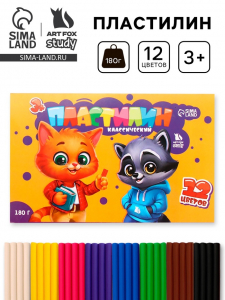 УЦЕНКА Пластилин 12 цветов, 180 г ArtFox STUDY