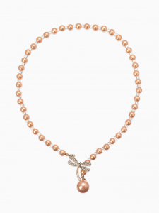 Бусы «Жемчужное» с расстёгивающимся элементом, стрекоза, цвет розовый в золоте, 50 см