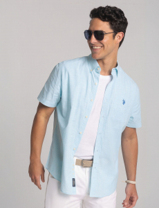 SHORT SLEEVE SLUB POPLIN SHIRT WITH POCKET