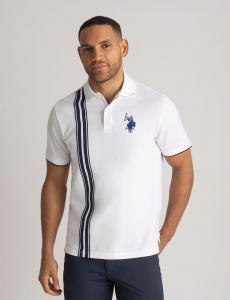 VERTICAL TRICOT TRIM PIQUE POLO SHIRT