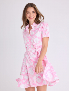 FIT AND FLARE FLORAL POPLIN DRES