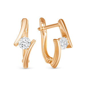 Серьги с фианитом позолоченные серебро 925*