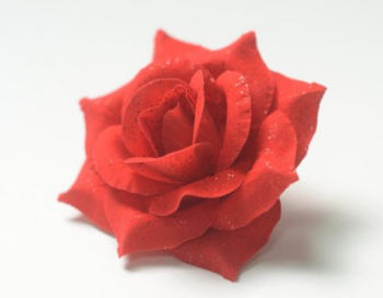 Искусственные цветы, Голова розы бархатная с перламутром для ветки, венка красный