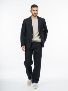 Однобортный пиджак с накладными карманами изо льна